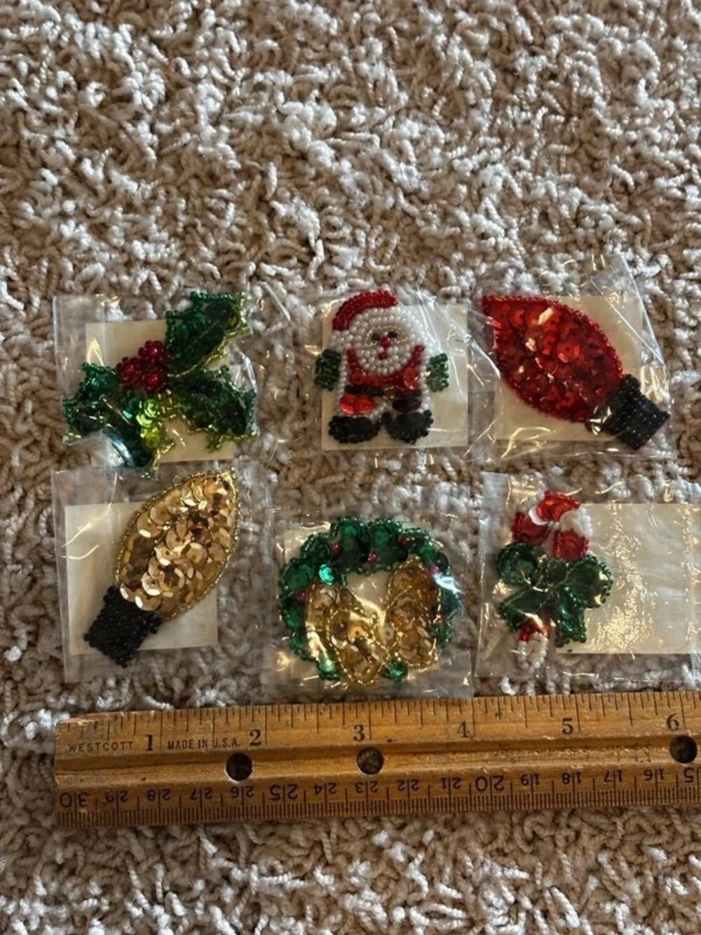 Vintage Wang's Christmas Sequin Applique Patches Lot 6